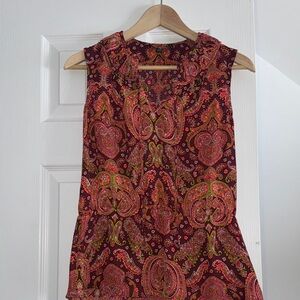 Banana Republic Paisley Sleeveless Blouse - Red and Orange